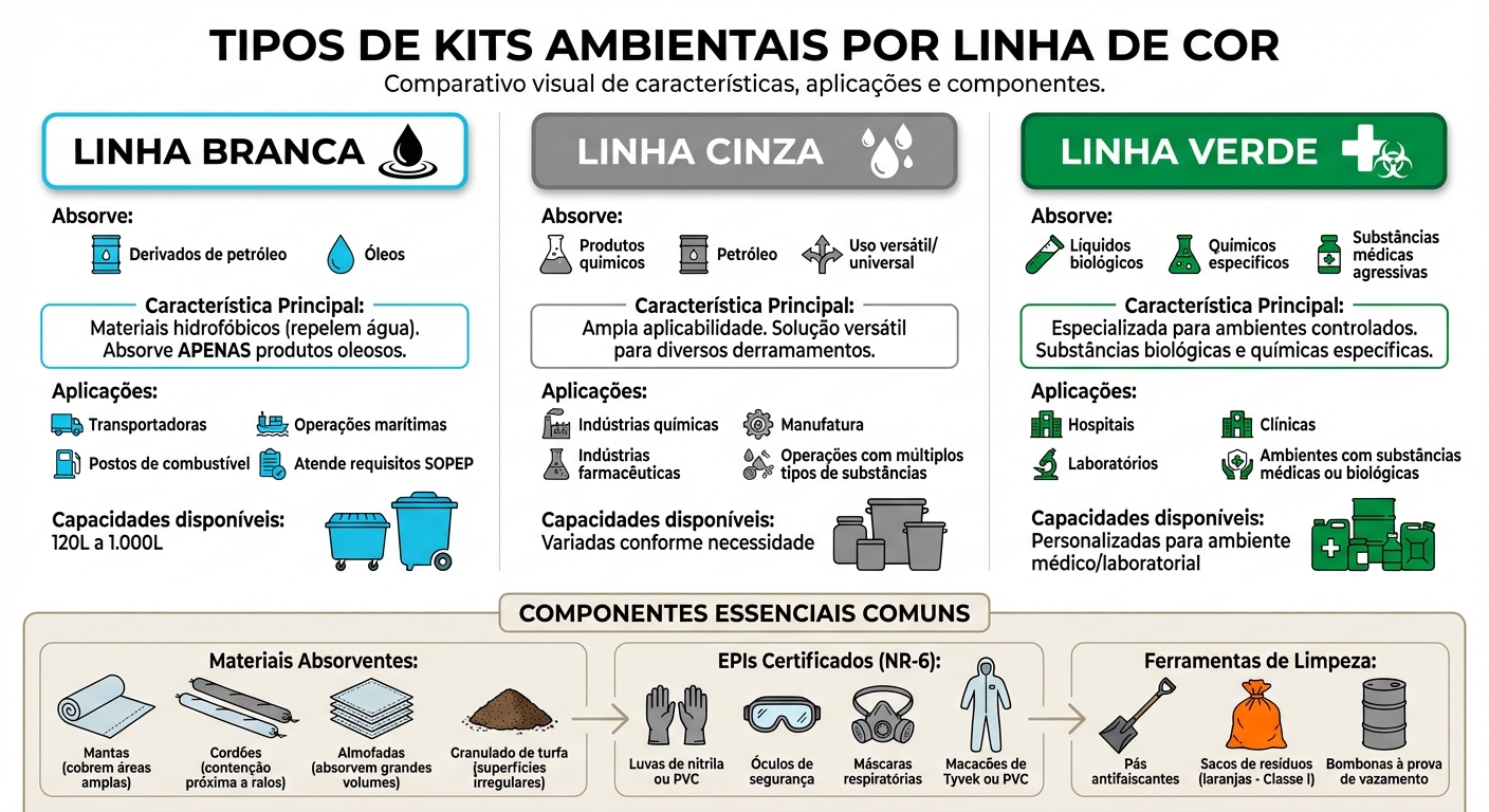 Tipos de Kits Ambientais: Linha Branca, Cinza e Verde - Características e Aplicações