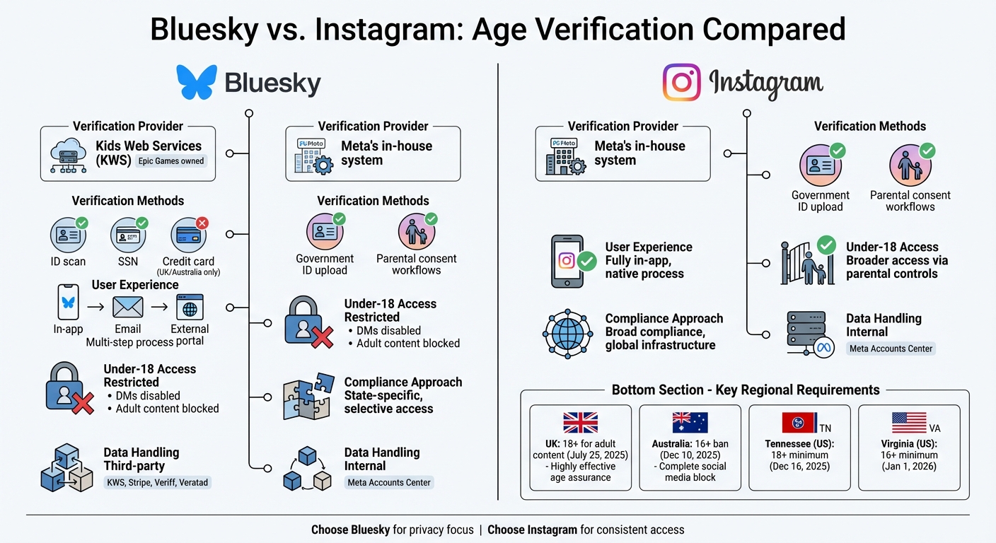 Bluesky vs Instagram Age Verification Methods Comparison