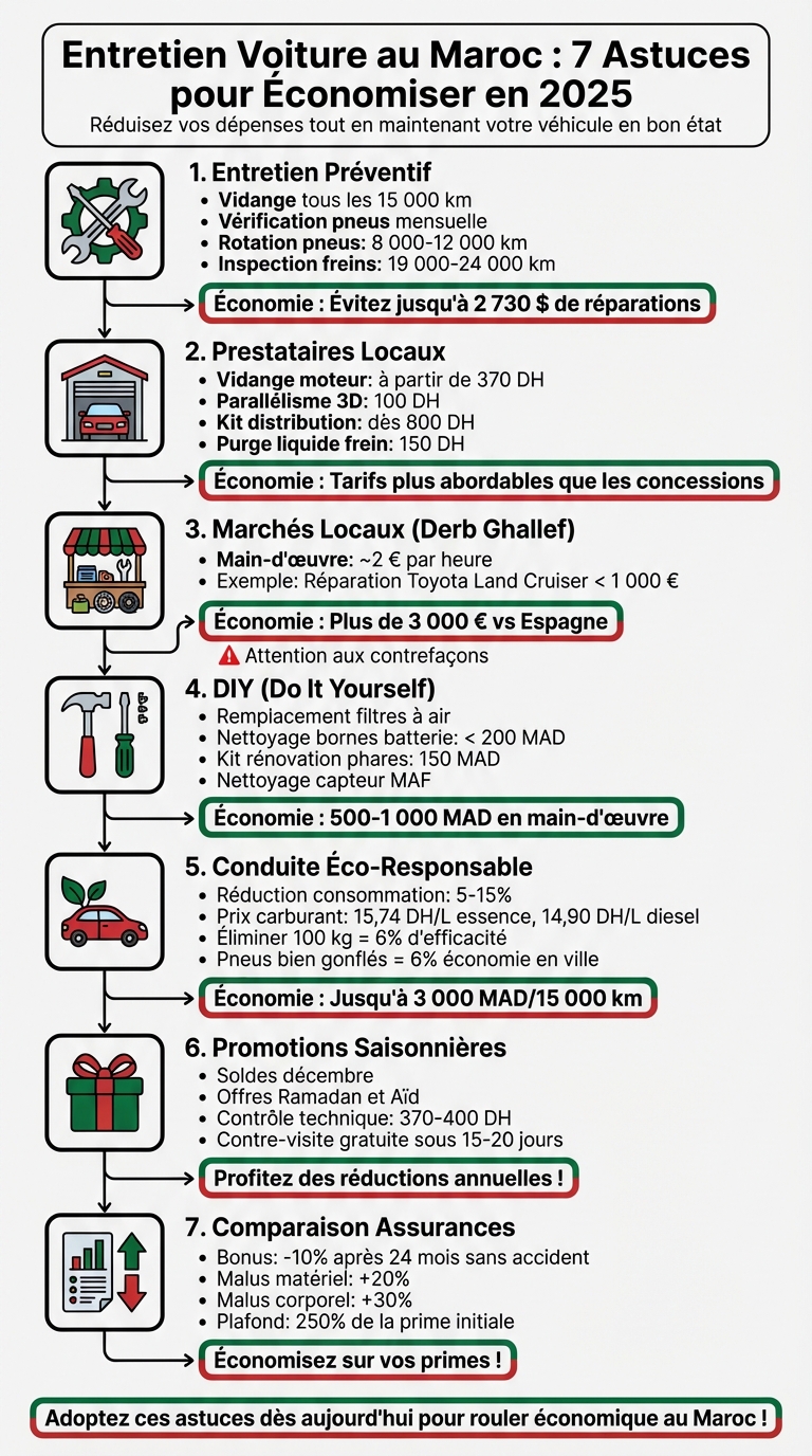 7 astuces pour économiser sur l'entretien auto au Maroc en 2025