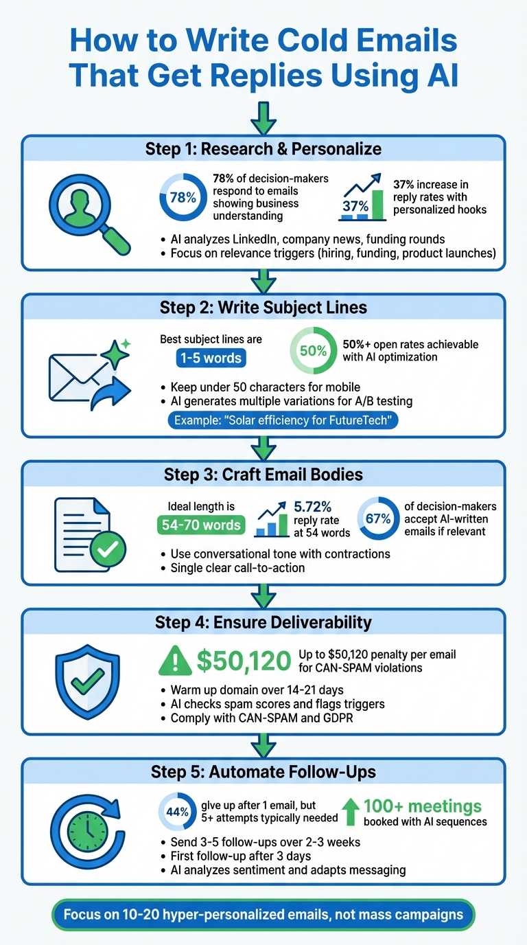 5-Step AI Cold Email Writing Process with Key Statistics