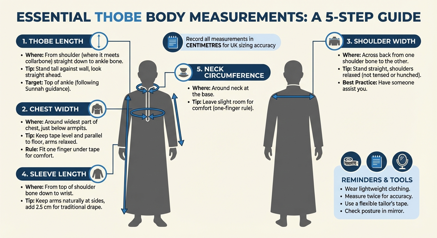 5 Essential Body Measurements for Perfect Thobe Fit