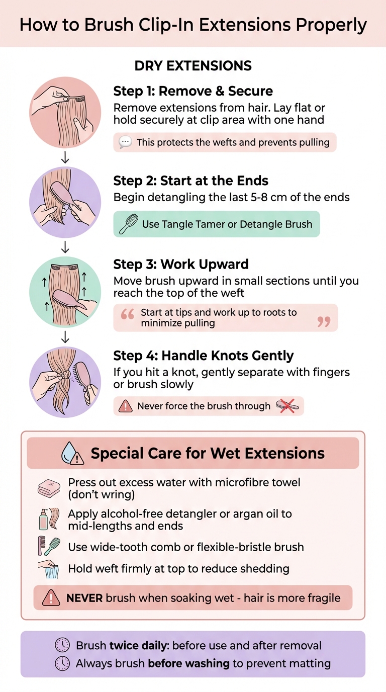 Step-by-Step Guide to Brushing Clip-In Hair Extensions