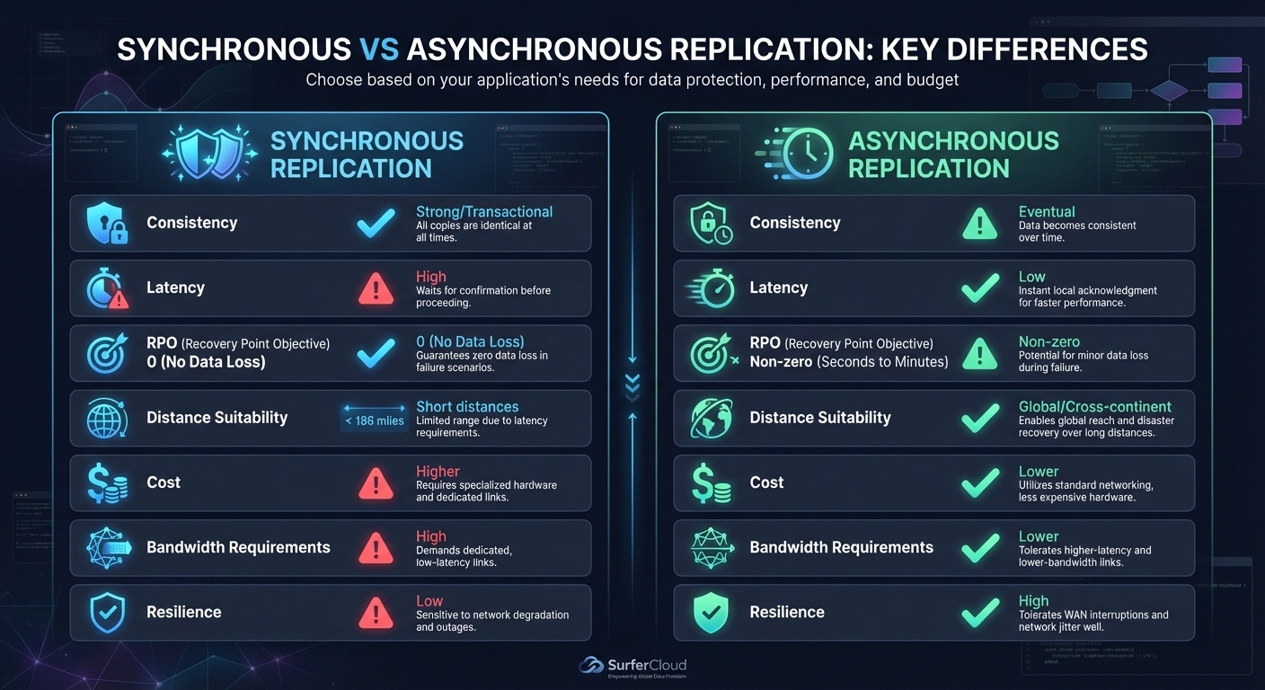 Synchronous vs Asynchronous Replication: Key Differences Comparison Chart