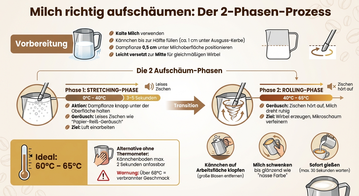 Latte Art Anleitung: Milch richtig aufschäumen in 2 Phasen