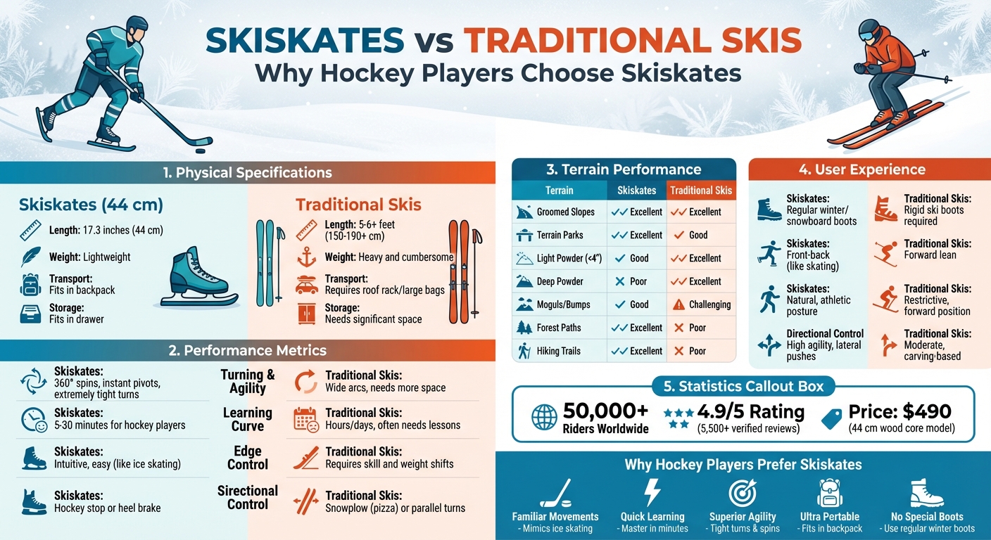 Skiskates対伝統的なスキー：ホッケー選手のための完全比較