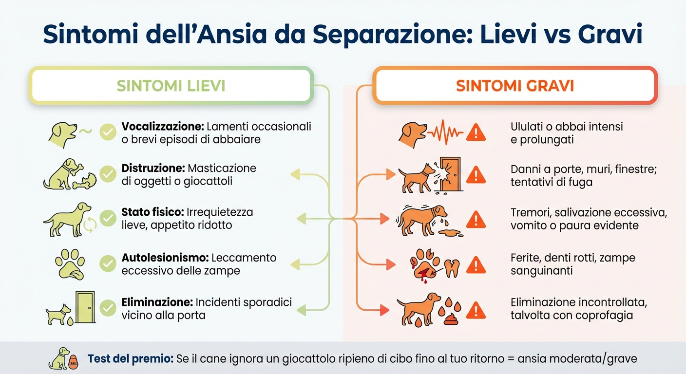 Sintomi ansia da separazione cane: differenze tra lievi e gravi