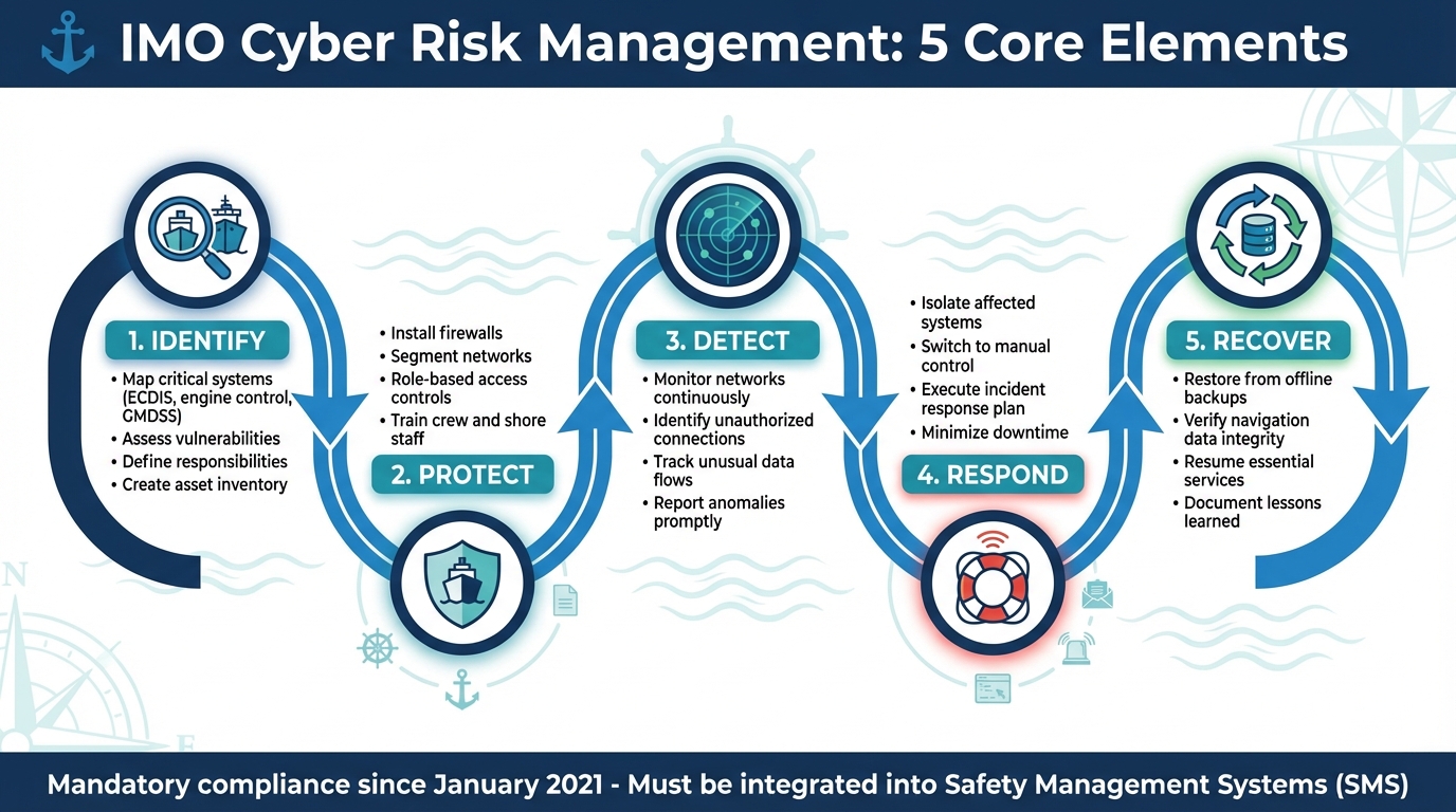 IMO Cyber Risk Management Framework: 5 Core Elements for Maritime Security