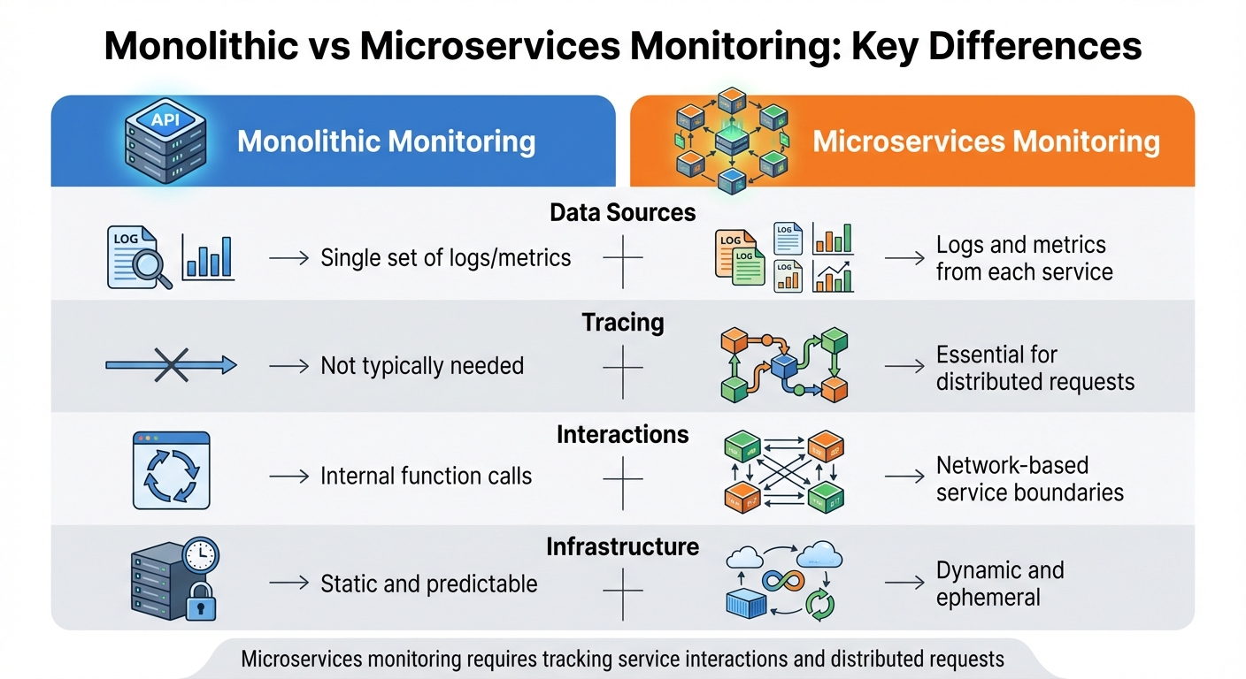 Monolithic vs Microservices Monitoring: Key Differences