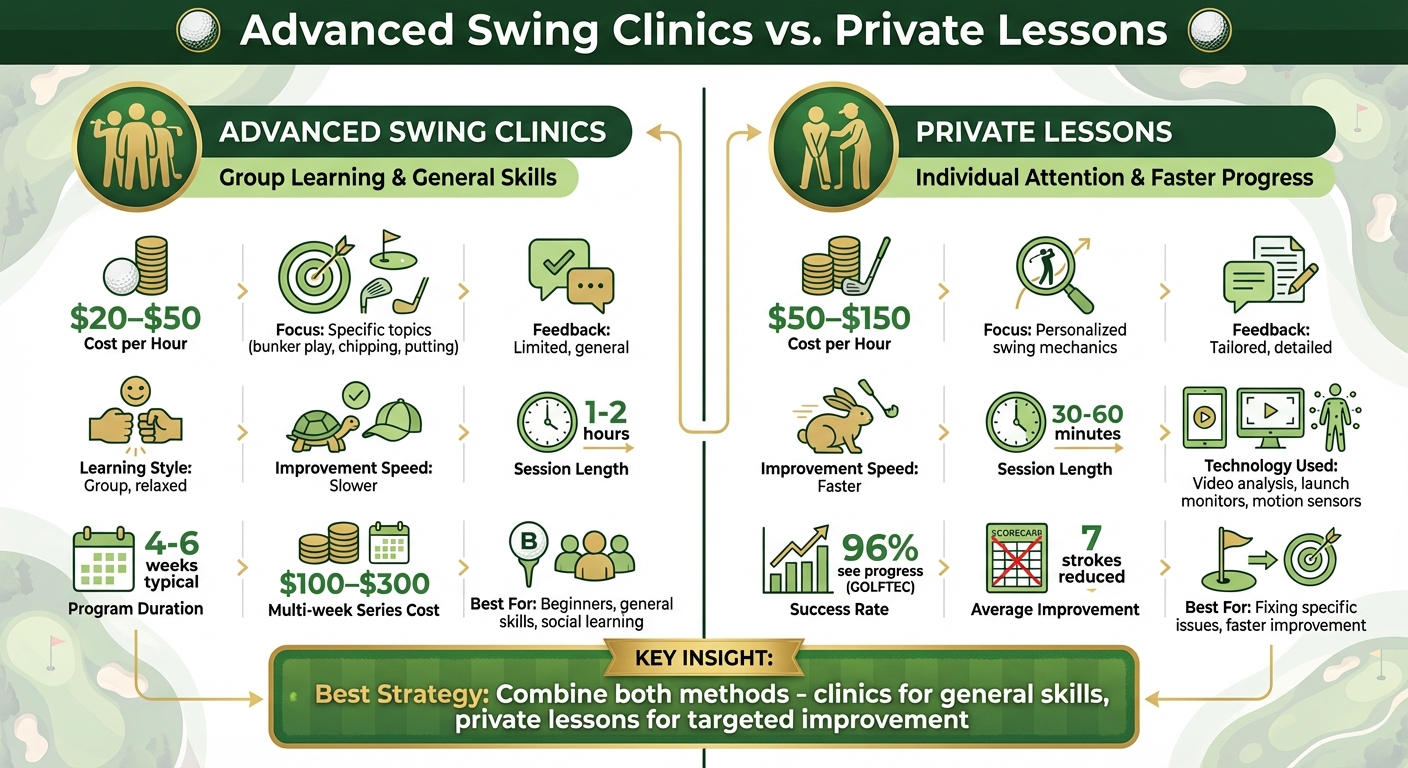 Advanced Swing Clinics vs Private Golf Lessons Comparison