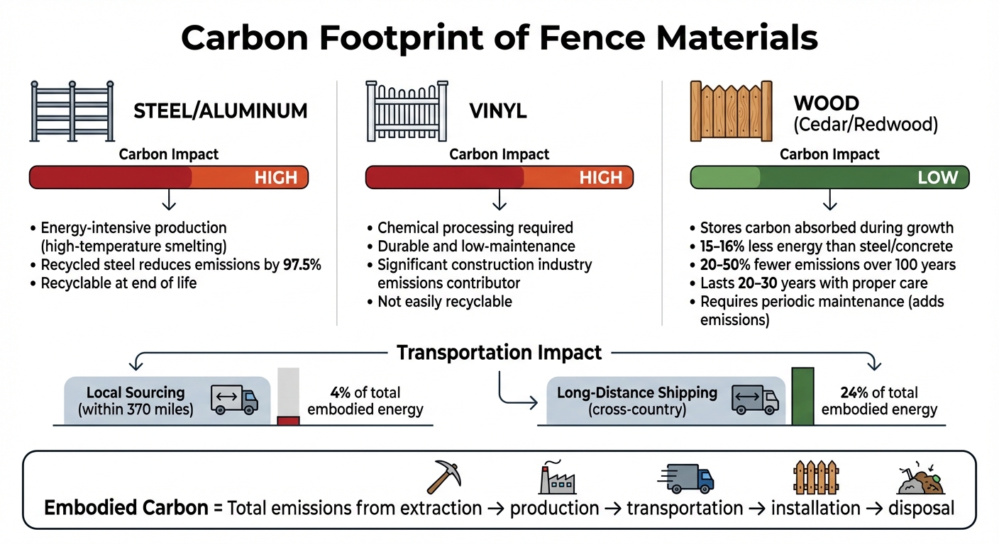 Carbon Footprint Comparison of Common Fence Materials