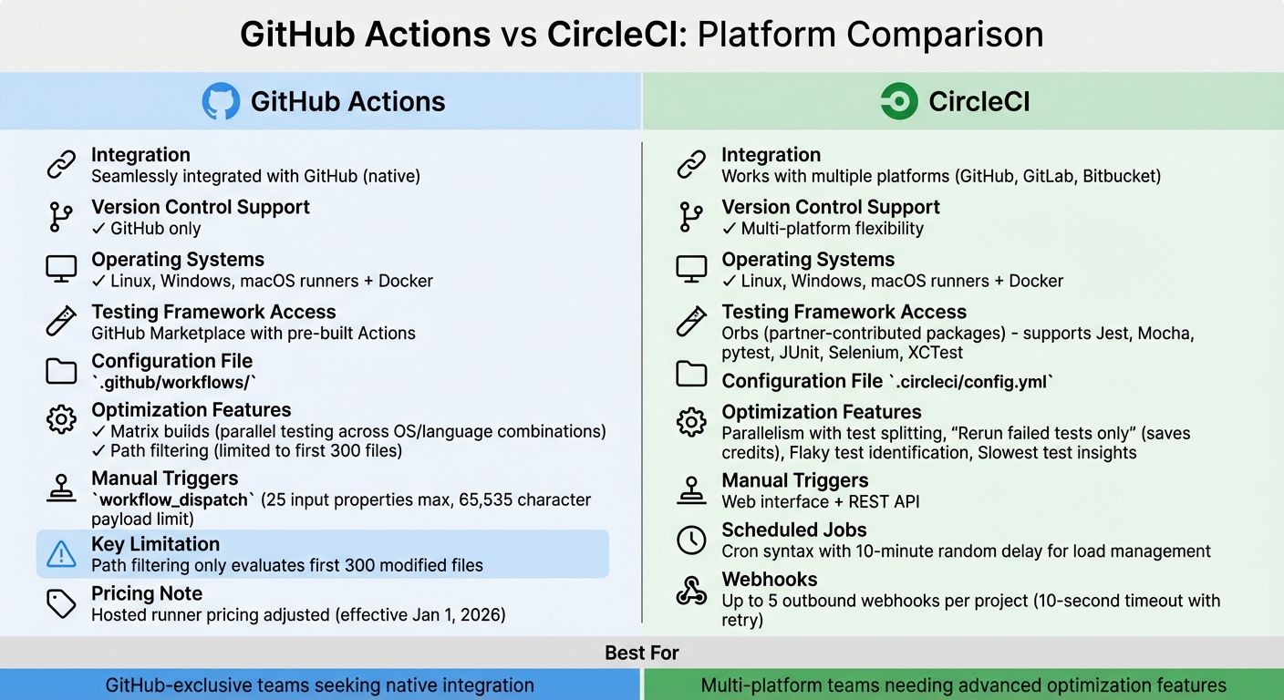 GitHub Actions vs CircleCI: CI/CD Platform Comparison for Automated Testing