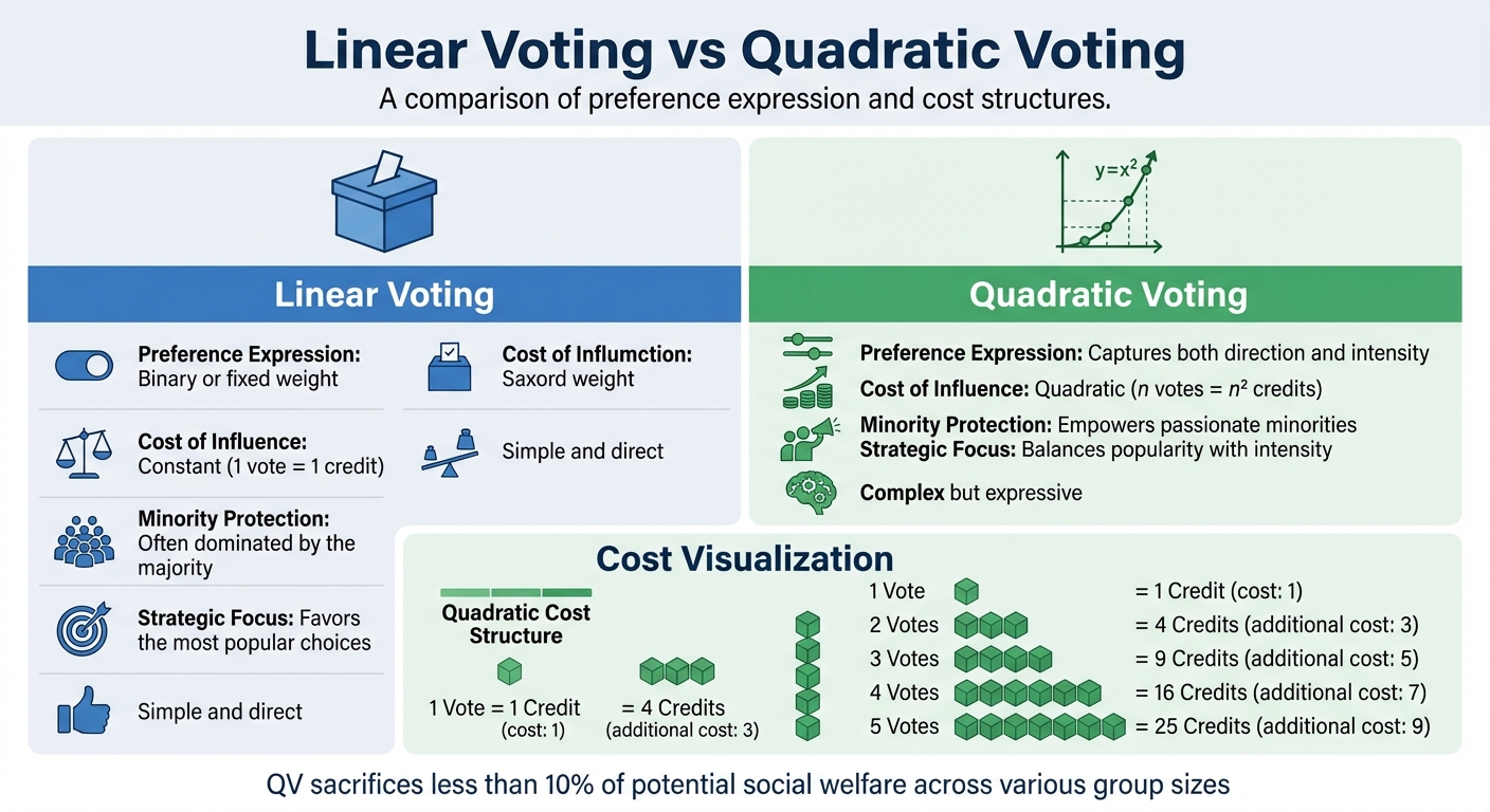 Quadratic vs Linear Voting: Cost Structure and Benefits Comparison