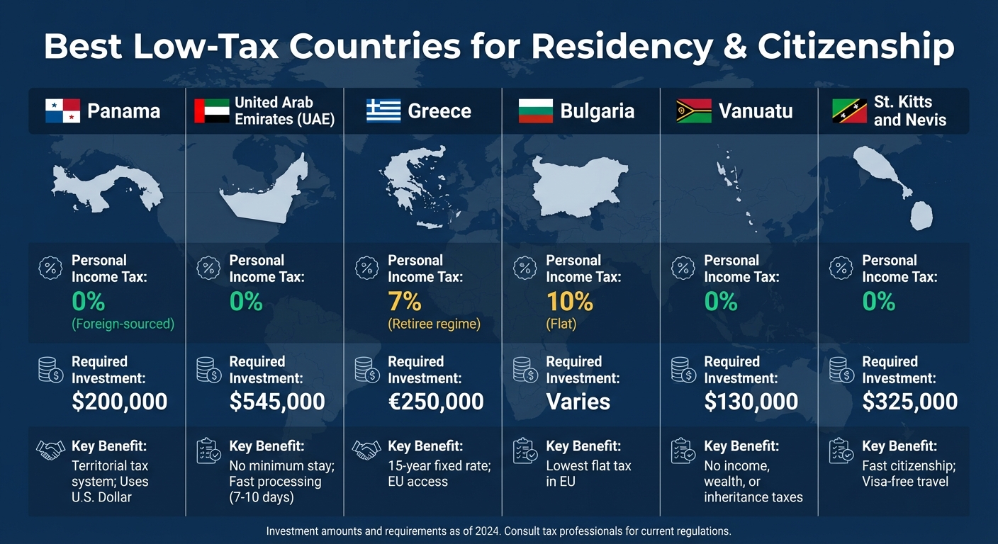 Comparison of Top Low-Tax Countries for Residency and Citizenship