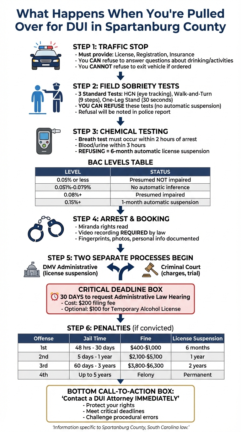 DUI Traffic Stop Process and Timeline in Spartanburg County SC