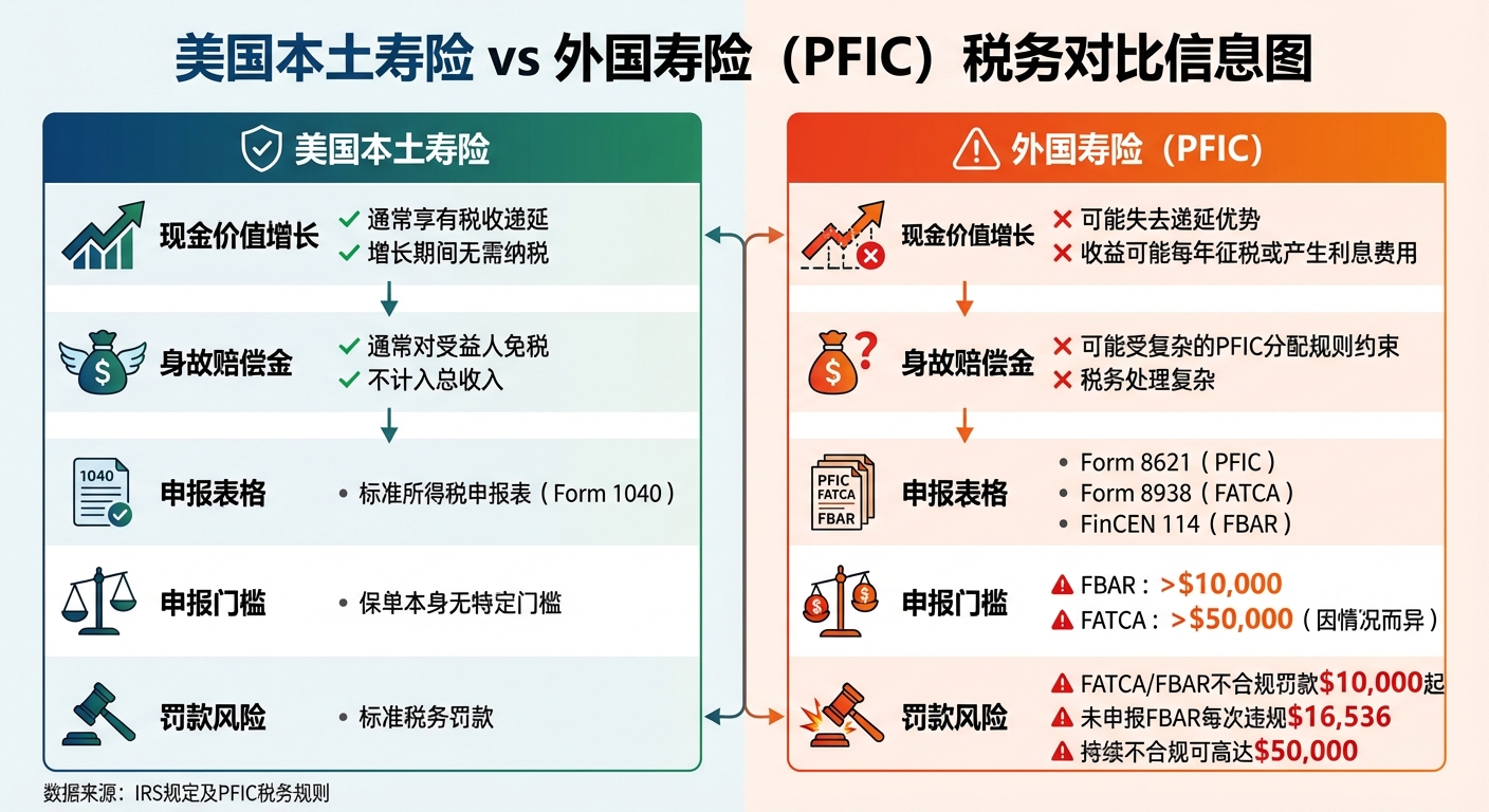 美国本土寿险与外国寿险税务对比