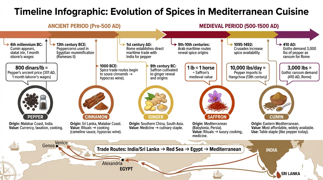 Evolution of Mediterranean Spices from Ancient to Medieval Times