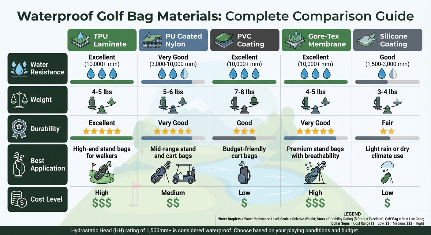 Waterproof Golf Bag Materials Comparison: Performance, Weight, and Cost Guide