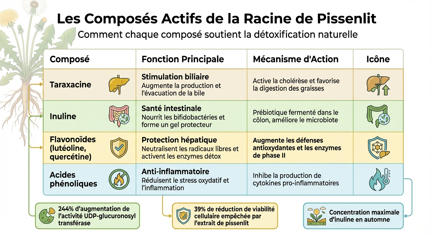 Composés actifs de la racine de pissenlit et leurs bienfaits pour la détox