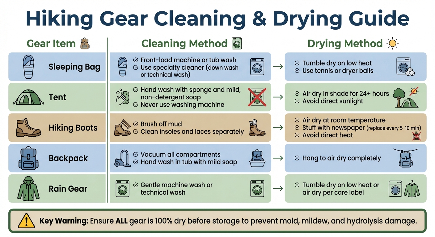 Hiking Gear Cleaning and Drying Methods Guide