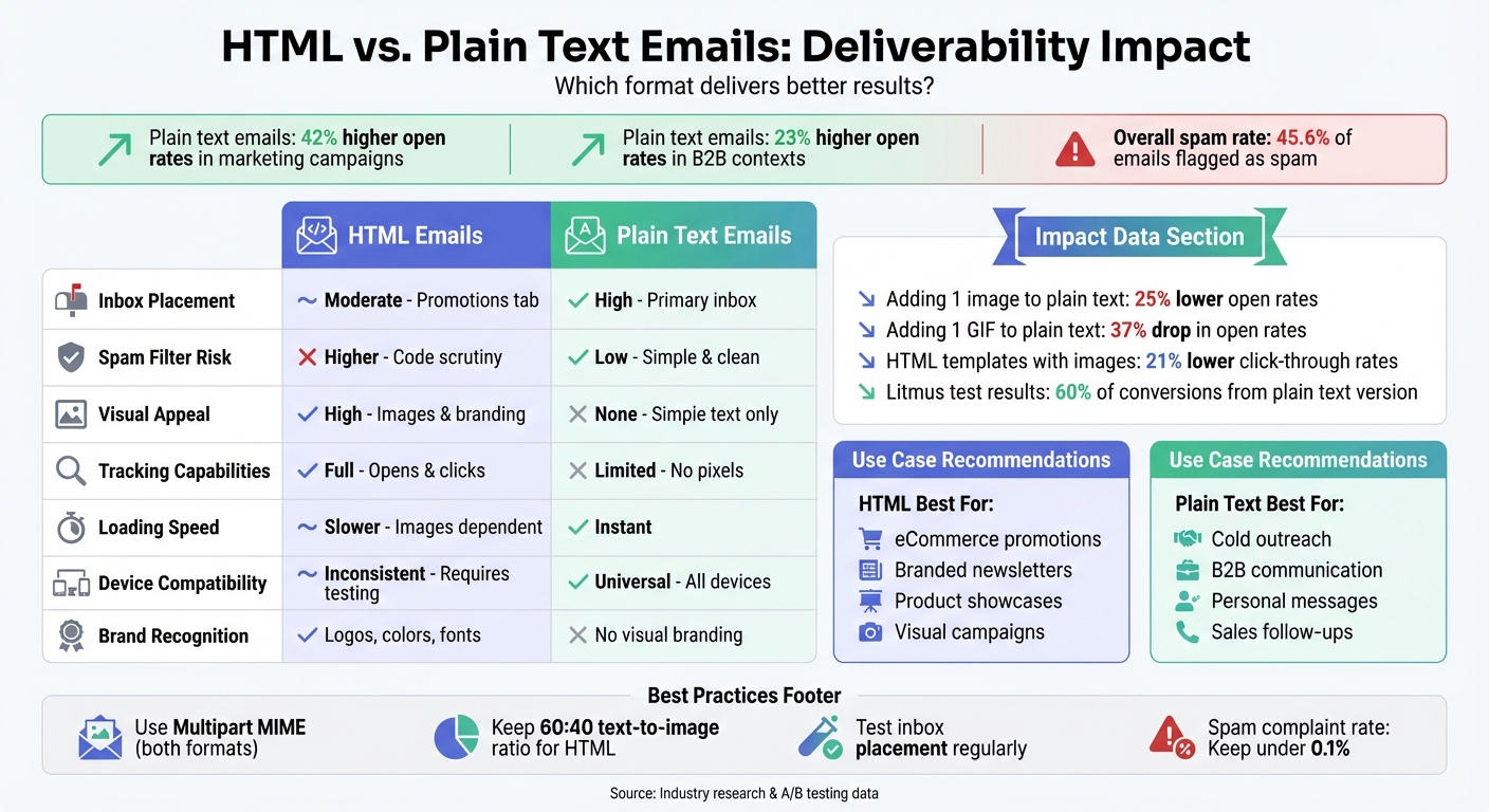 HTML vs Plain Text Email Deliverability Comparison Chart