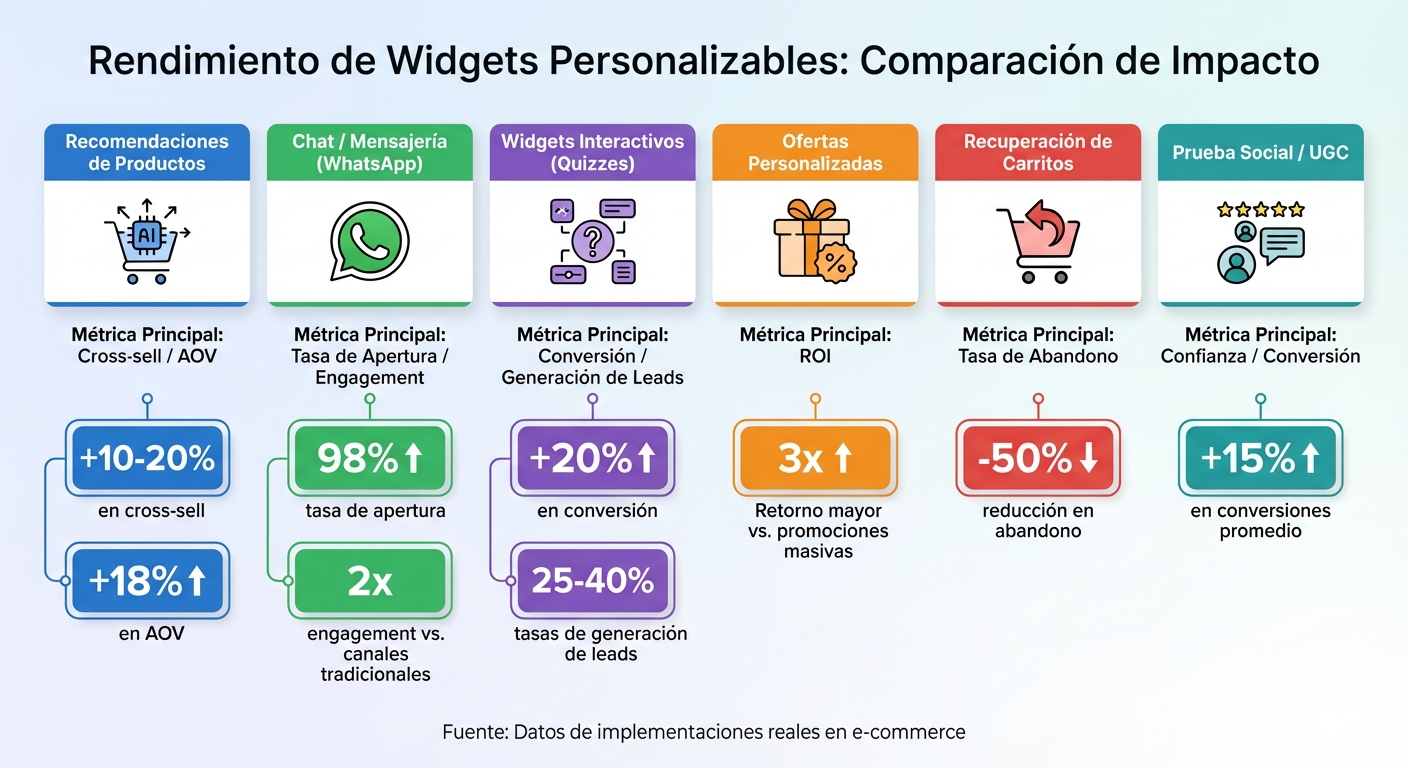 Comparación de Rendimiento de Widgets Personalizables en E-commerce