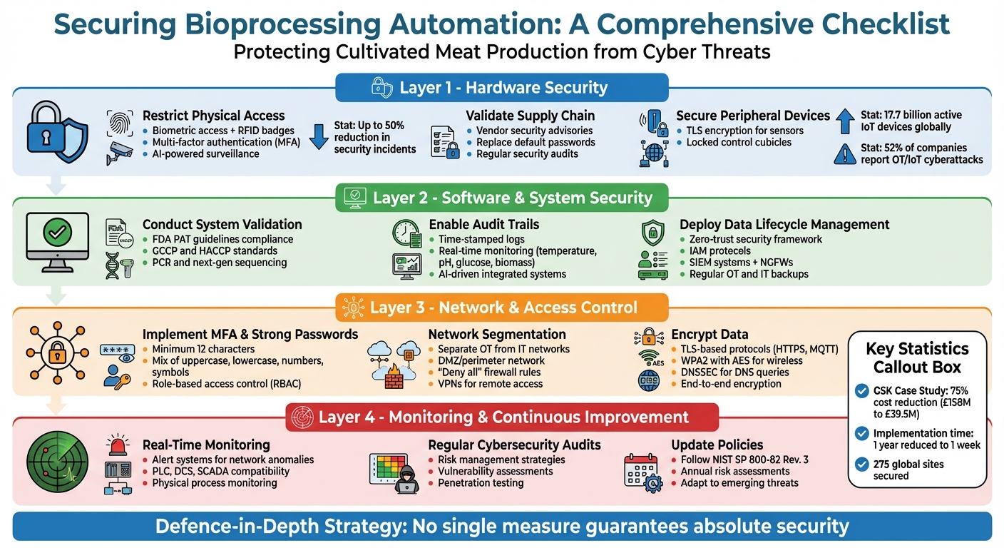 Four-Layer Security Checklist for Bioprocessing Automation Systems