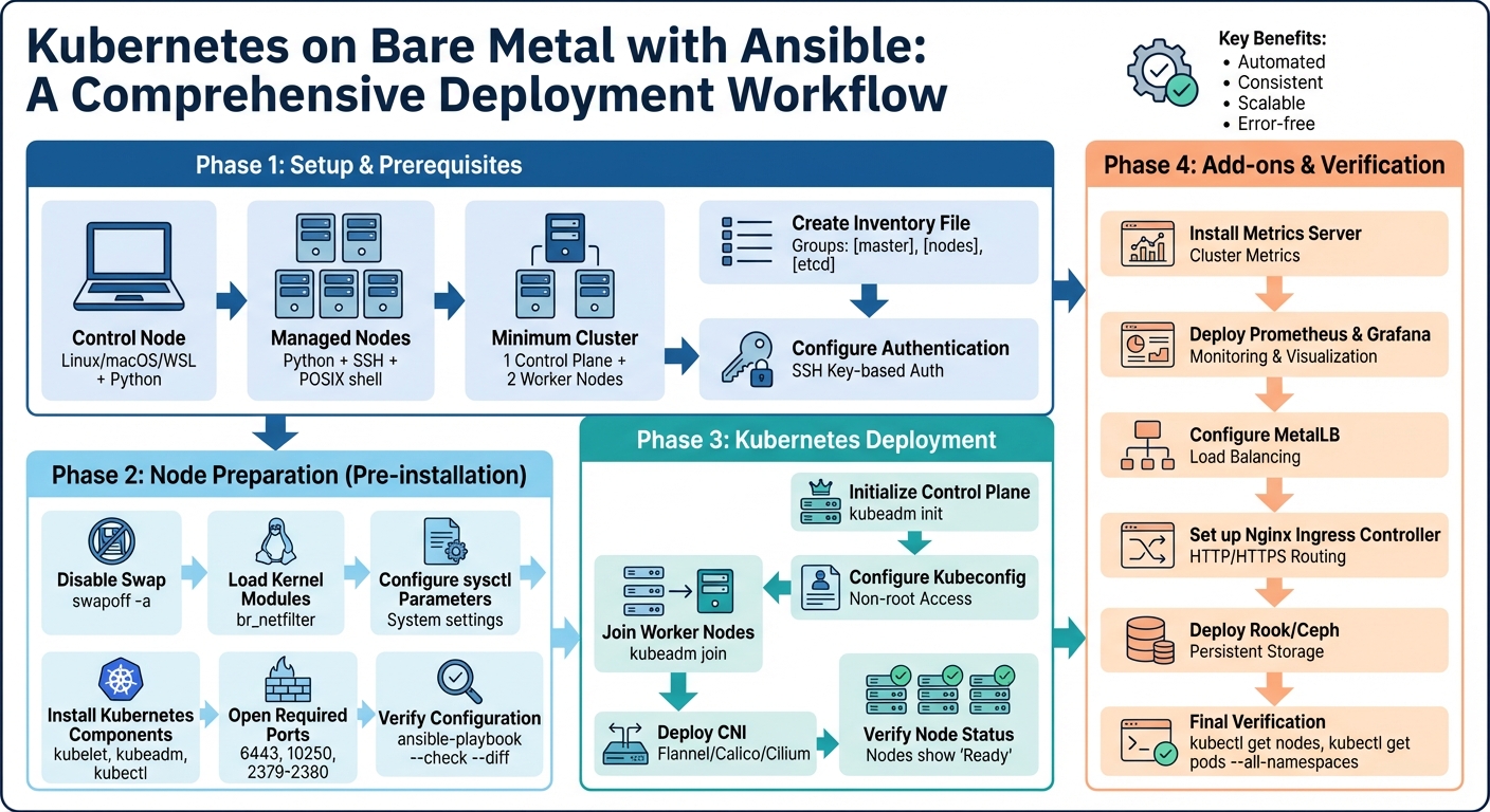 Complete Ansible Bare Metal Kubernetes Deployment Workflow