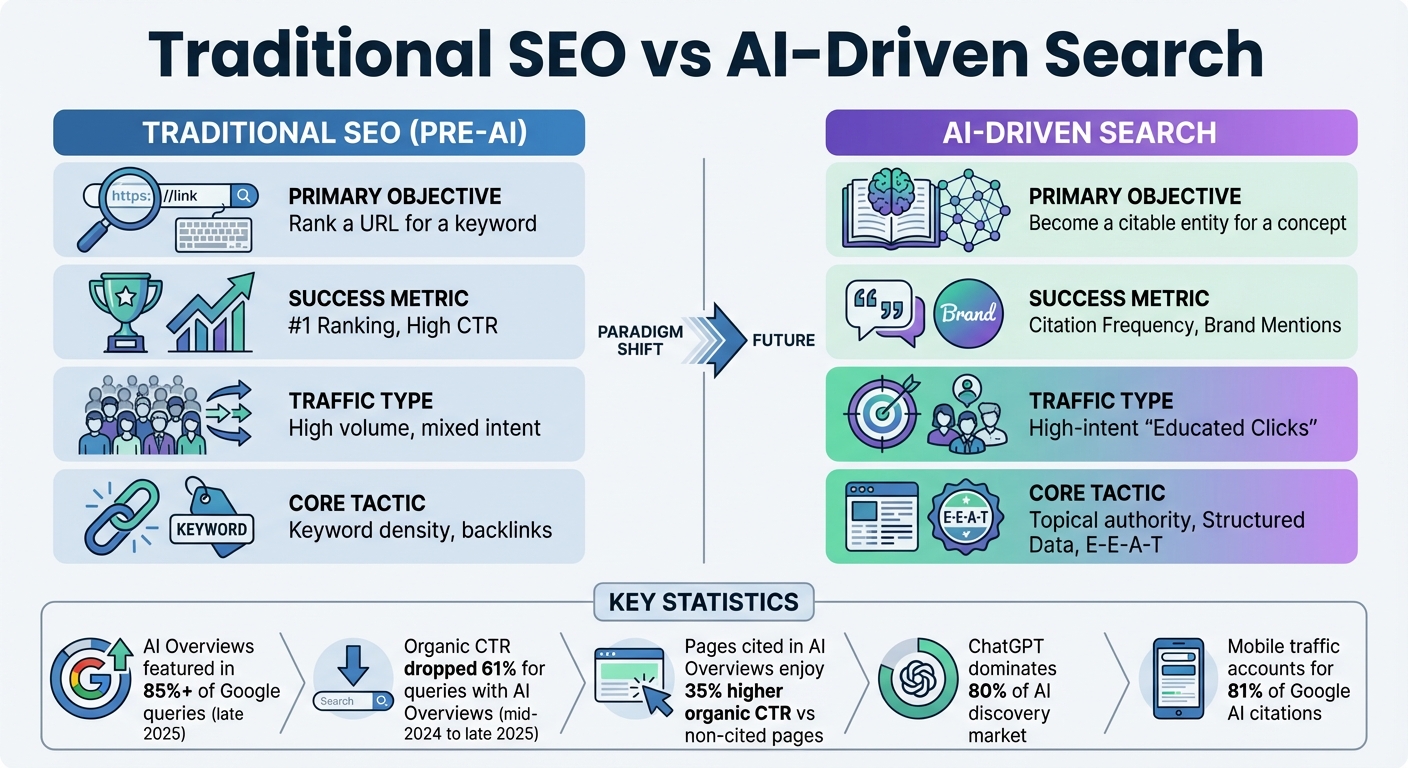 Traditional SEO vs AI-Driven Search: Key Metrics and Goals Comparison