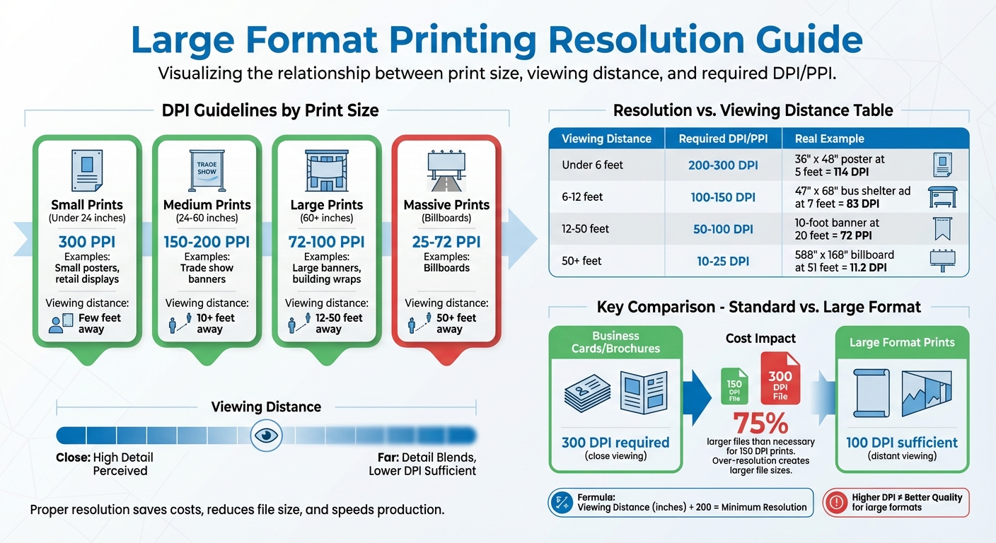 Large Format Printing Resolution Guide by Viewing Distance and Print Size