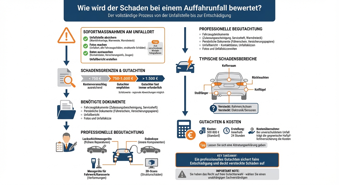 Schadensbewertung nach Auffahrunfall: Ablauf und wichtige Schritte