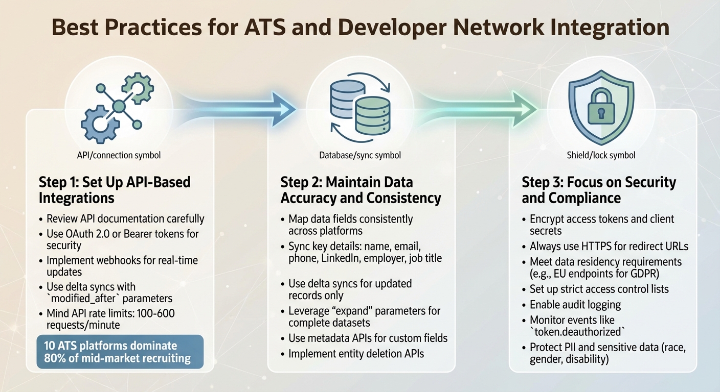 Best Practices for ATS and Developer Network Integration: 3-Step Implementation Guide