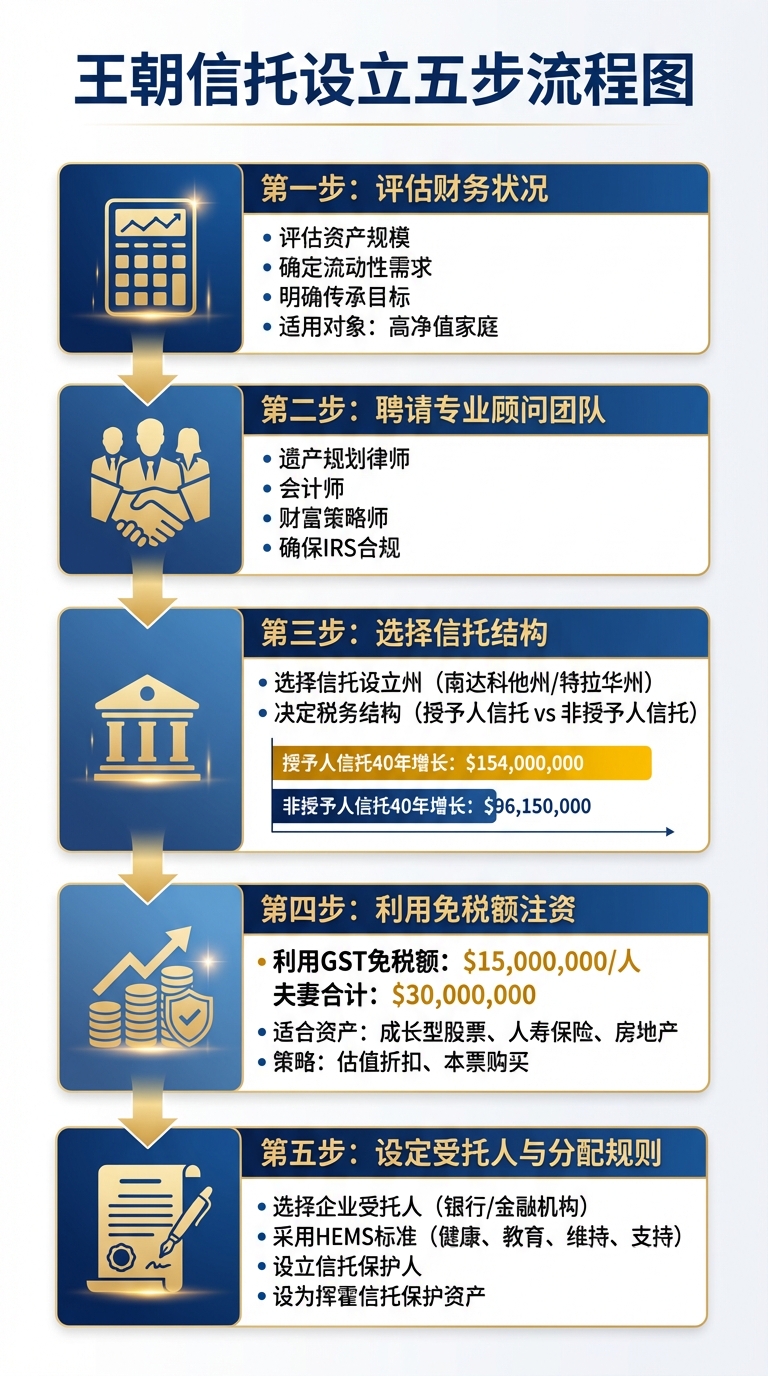 王朝信托设立五步流程图