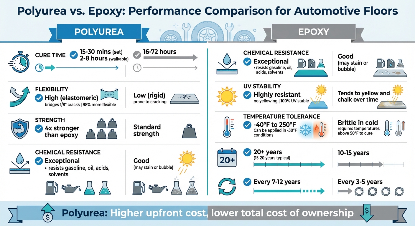 Polyurea vs Epoxy Coatings Comparison for Automotive Floors