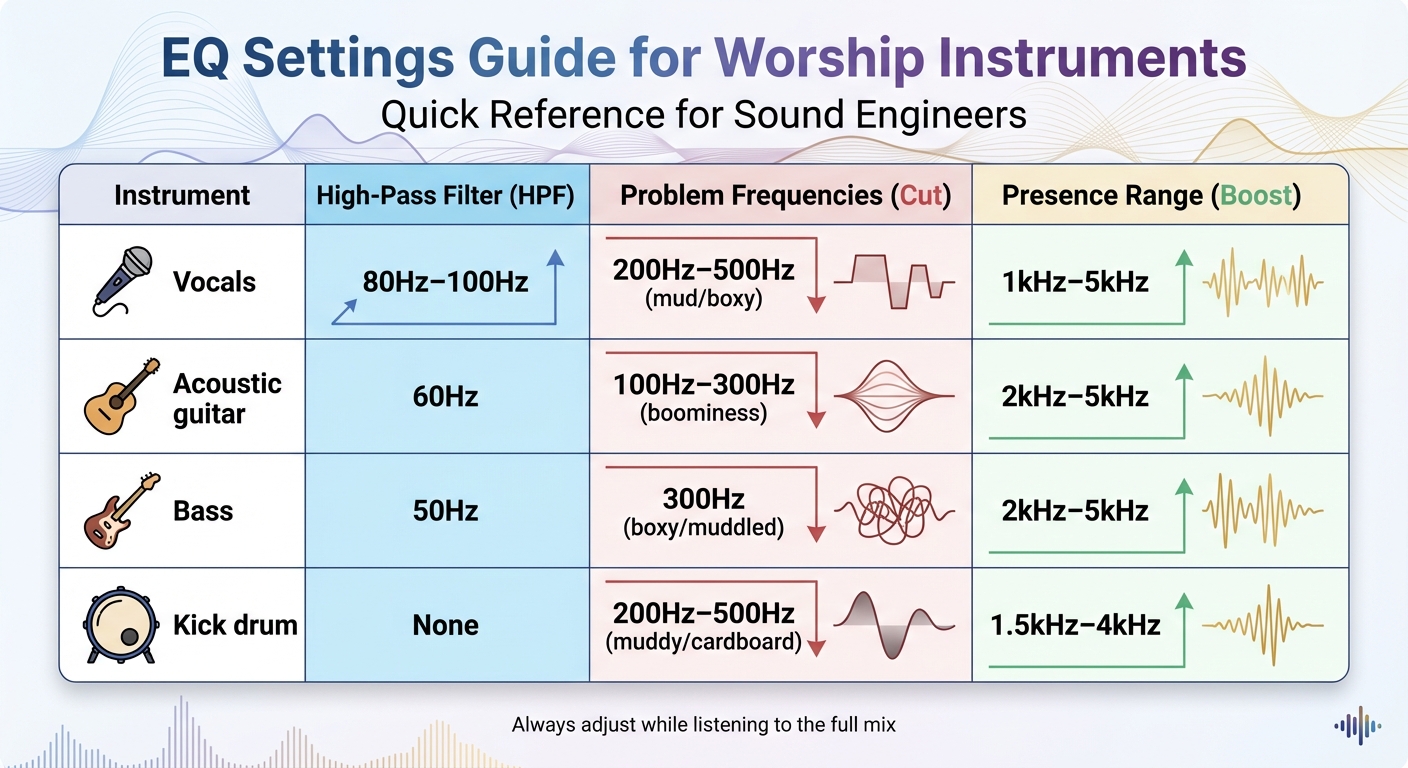 EQ Settings Guide for Common Worship Instruments