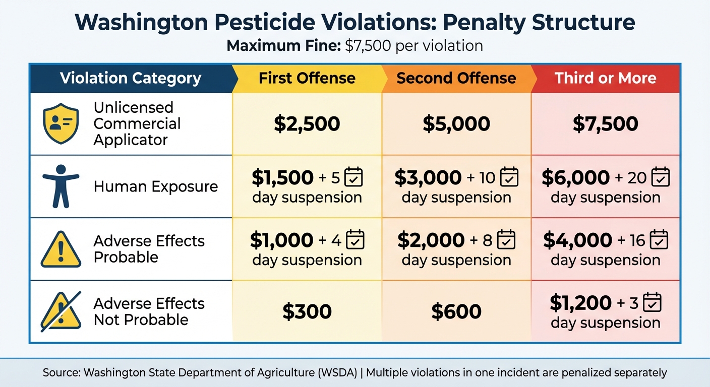 Washington State Pesticide Violation Fines and Penalties by Offense Level