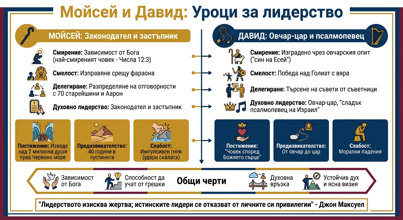 Мойсей и Давид: Сравнение на лидерски качества