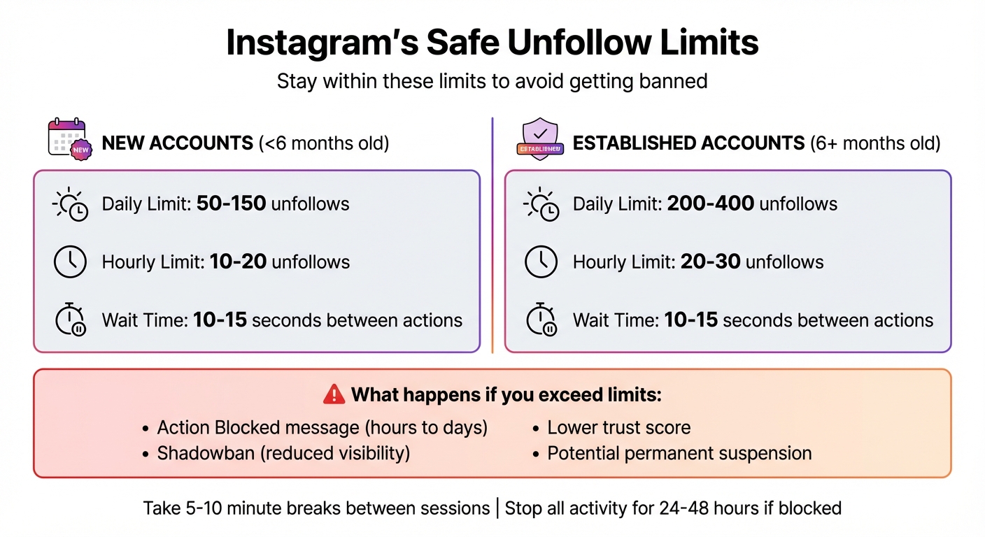 Instagram Unfollow Limits by Account Age - Safe Daily and Hourly Limits