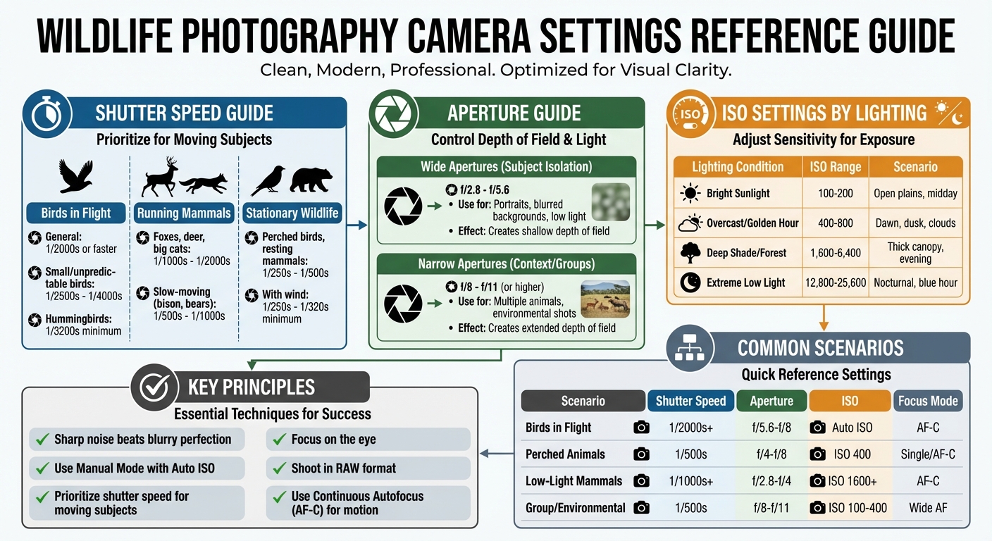 Wildlife Photography Camera Settings Quick Reference Guide