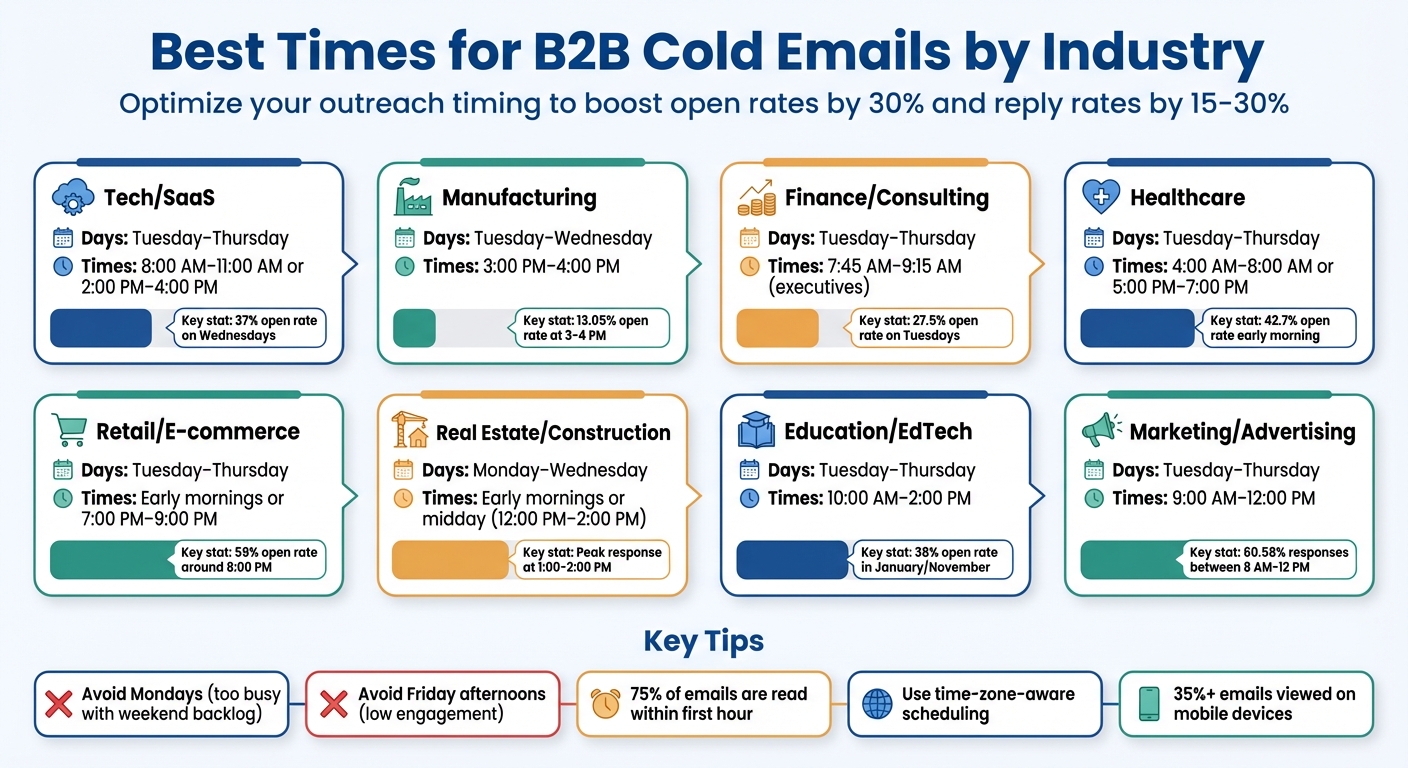 Best Times to Send B2B Cold Emails by Industry