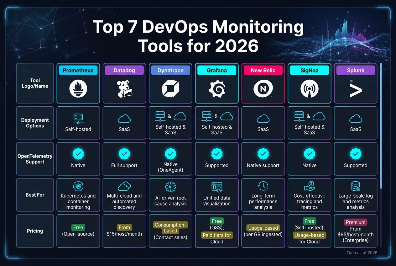 Top 7 DevOps Monitoring Tools Comparison 2026