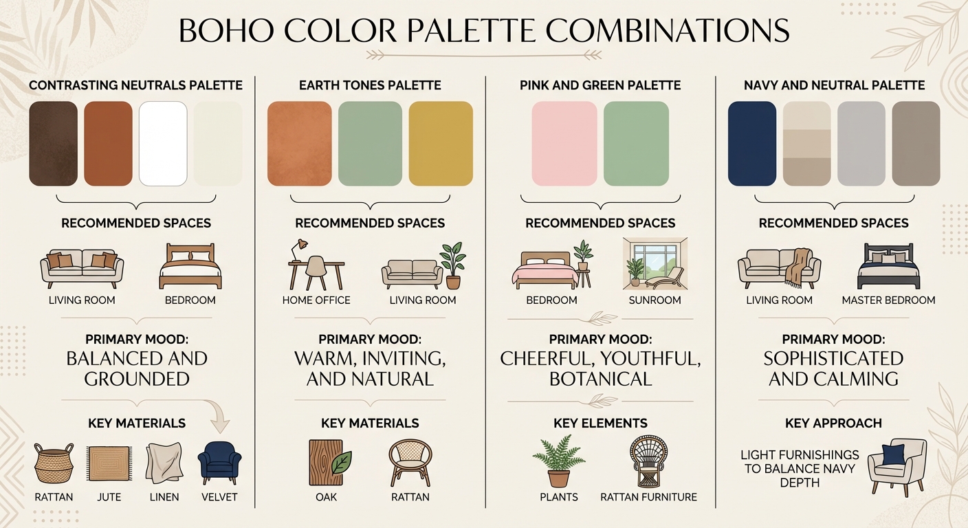 Boho Color Palette Combinations Guide with Room Recommendations