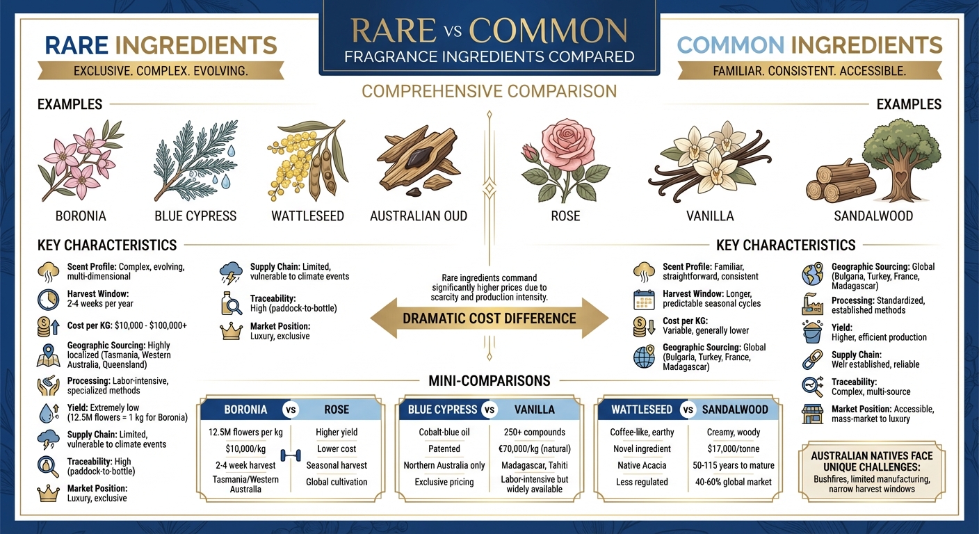 Rare vs Common Fragrance Ingredients: Cost, Sourcing, and Scent Profile Comparison