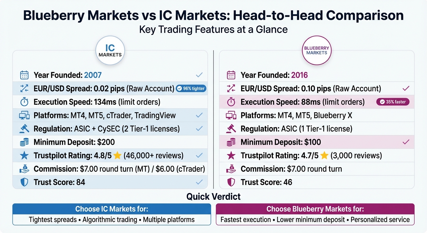 Blueberry Markets vs IC Markets: Key Features Comparison