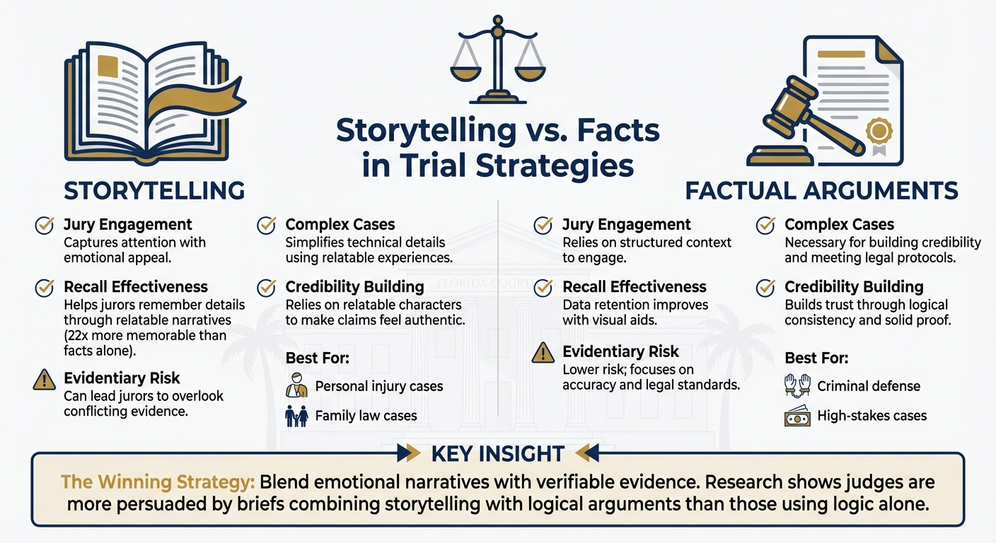 Storytelling vs Facts in Trial Strategies: Side-by-Side Comparison