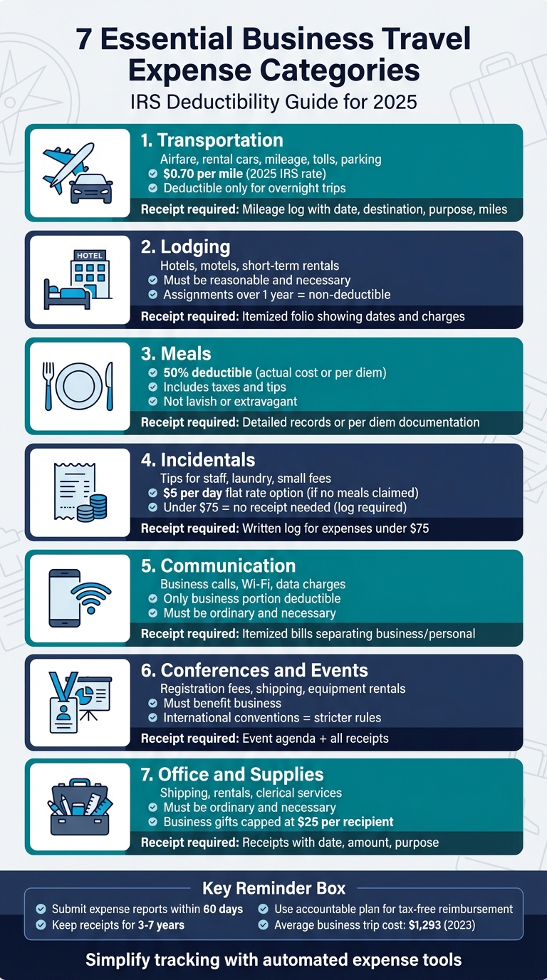 7 Essential Business Travel Expense Categories and IRS Deductibility Rules