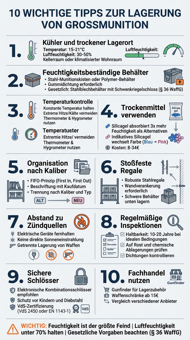 10 wskazówek dotyczących bezpiecznego przechowywania amunicji dużego kal.