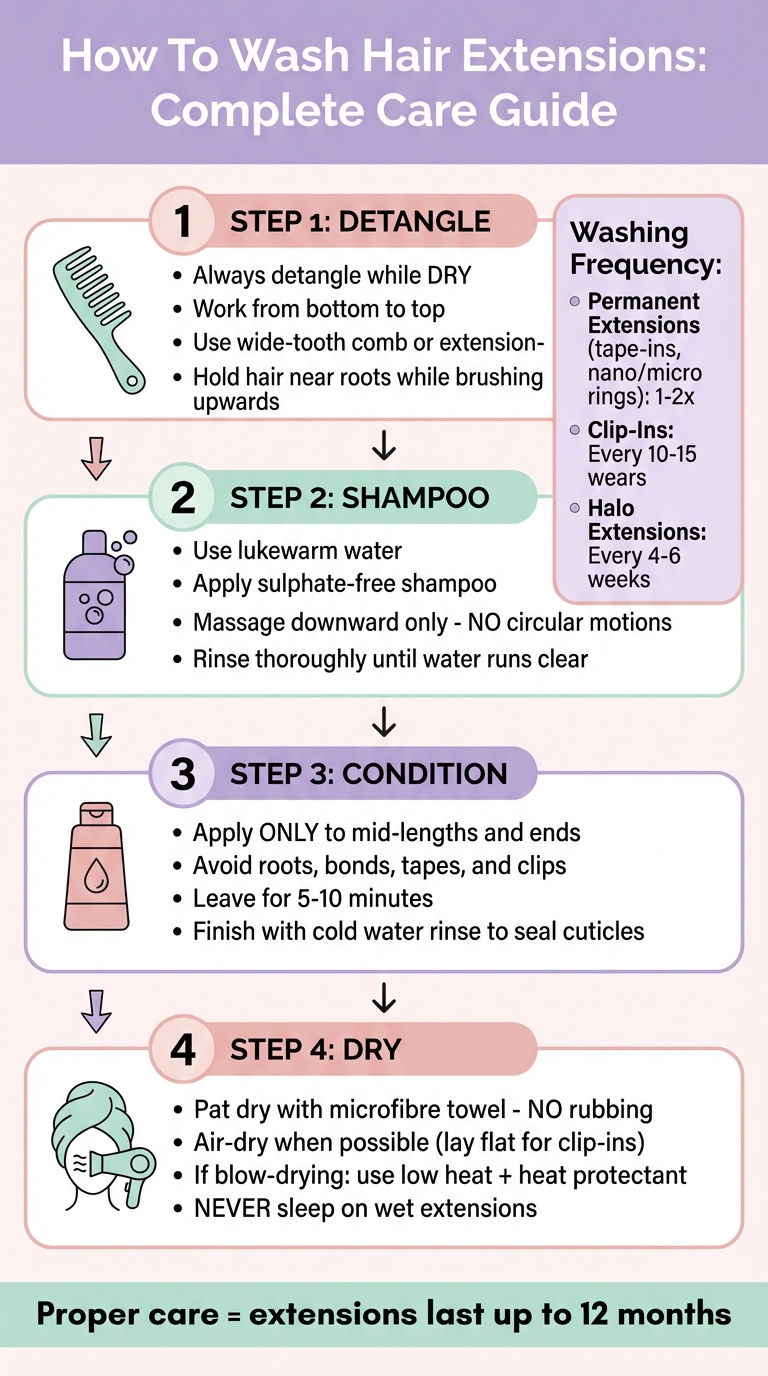 How to Wash Hair Extensions: 4-Step Care Guide