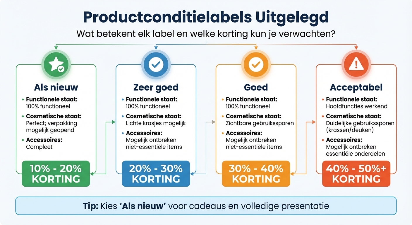 Productconditielabels en kortingen bij retourdeals vergelijking