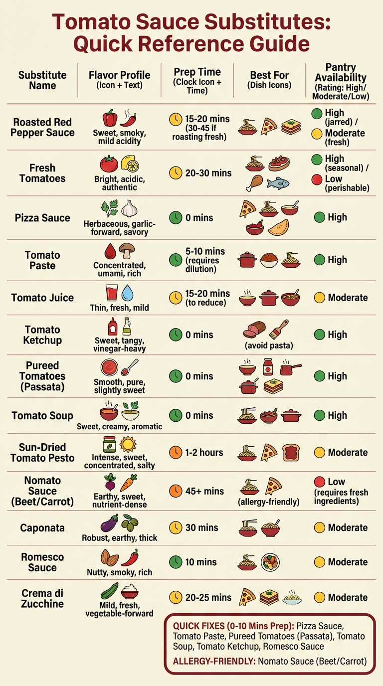 Tomato Sauce Substitutes Comparison Chart for Italian Cooking