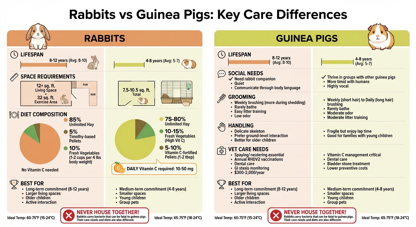 Rabbits vs Guinea Pigs: Complete Care Comparison Chart
